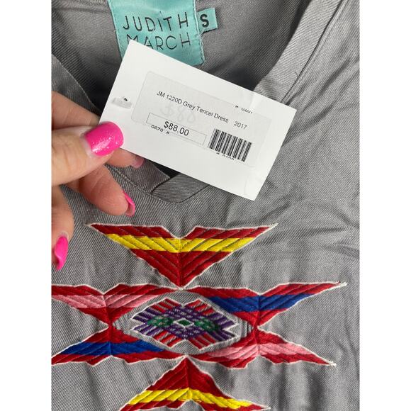 Judith March Boho Embroidered Frayed Hem Soft‎ Tunic Dress Size Small - Picture 5 of 10